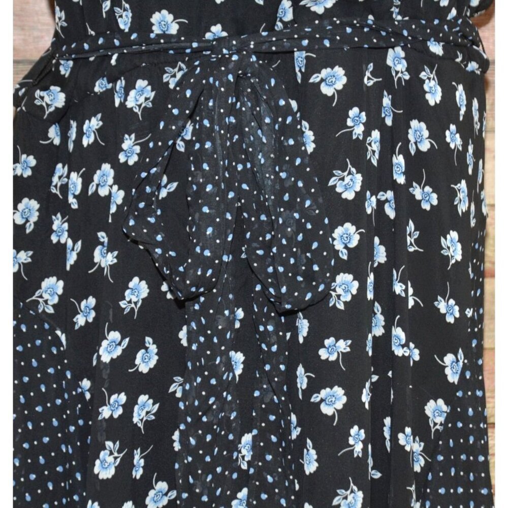 Lane Bryant Womens Black Floral Polka Dot Belted Midi A-Line Dress Plus Size 26 - Picture 3 of 14